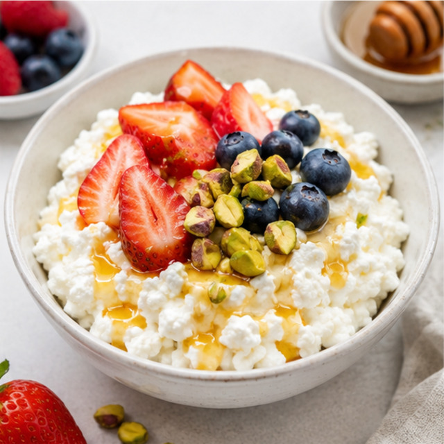 Cottage cheese casserole with berries