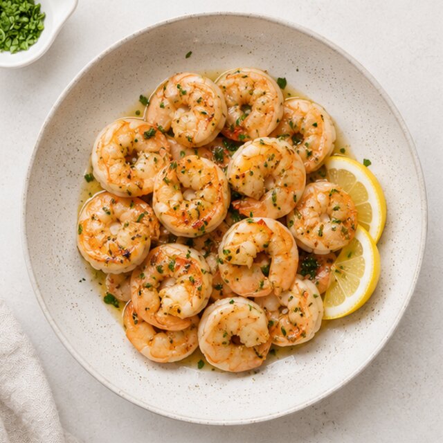 Shrimp with brown rice and broccoli