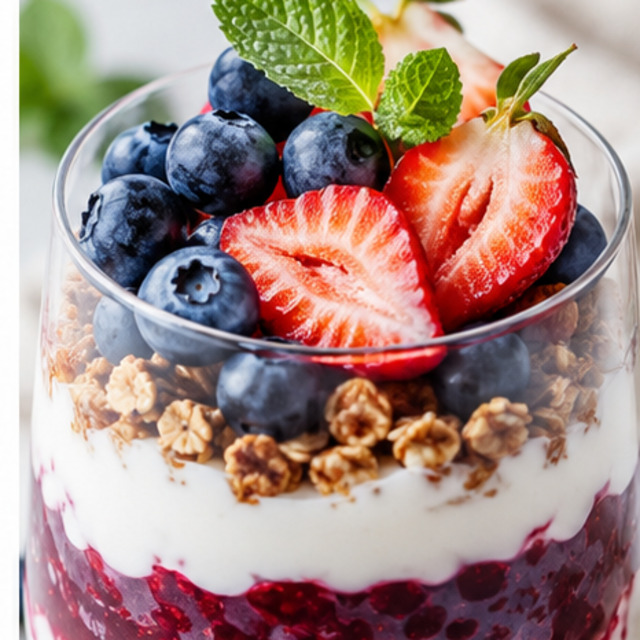 Kefir and blueberries
